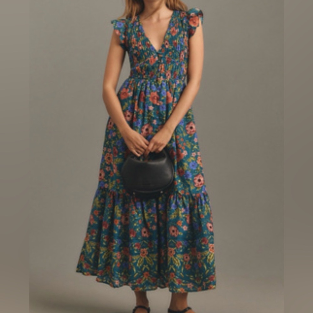 NWT Anthropologie The Peregrine Midi Dress in “Wedgewood Blue”, XS - Picture 7 of 7